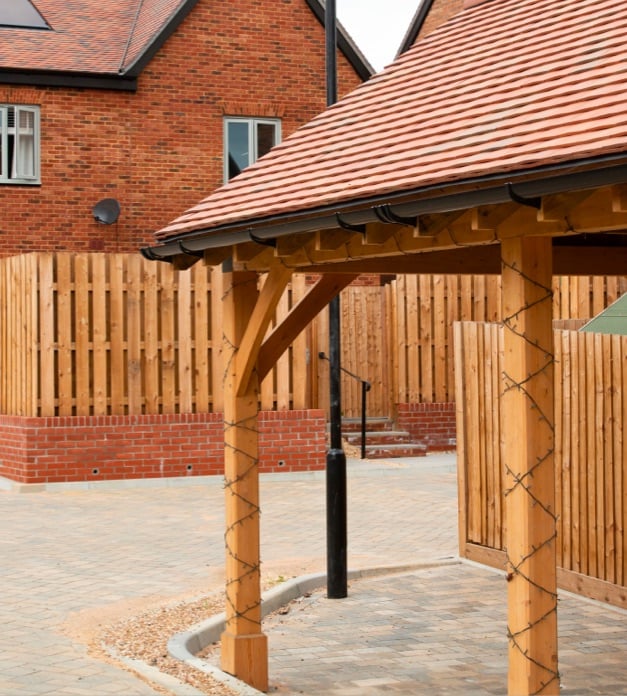 New wooden fences in a housing estate in Poole.
